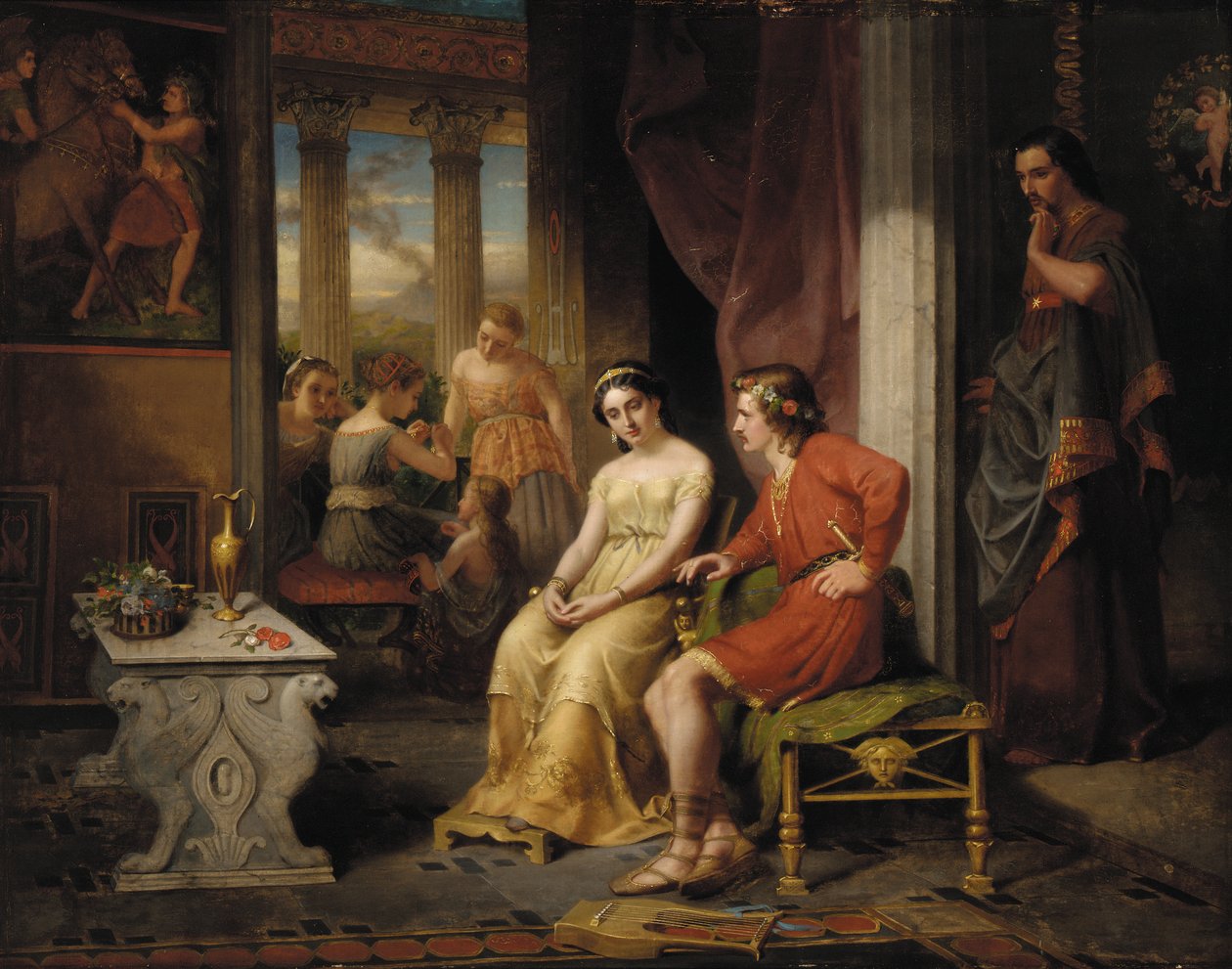 Los últimos días de Pompeya: Glauco e Ione (óleo sobre lienzo) de W. Colby