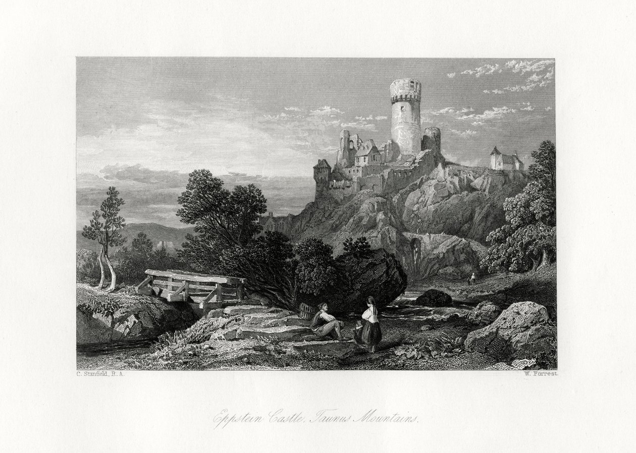 Castillo de Eppstein, montañas Taunus, Alemania, siglo XIX de W. Forrest