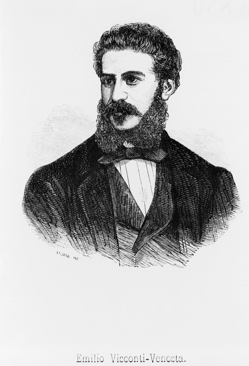 Retrato de Emilio, marqués Visconti-Venosta (1829-1914), patriota, estadista y diplomático italiano que fue senador y ministro de relaciones exteriores del Reino de Italia de John Ward Dunsmore