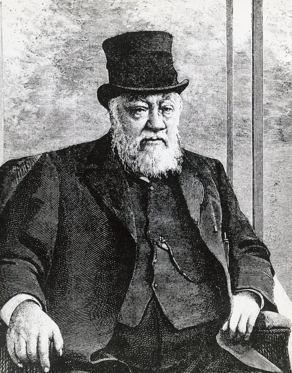Retrato de Stephanus Johannes Paulus Kruger (1825-1904), Presidente de la República Sudafricana (o Transvaal), lideró la guerra bóer contra los ingleses (grabado) de John Ward Dunsmore