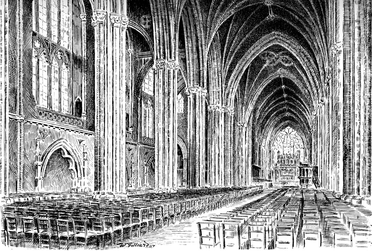 Interior de la Catedral de Bristol, 1908-1909 de W. Gilliard