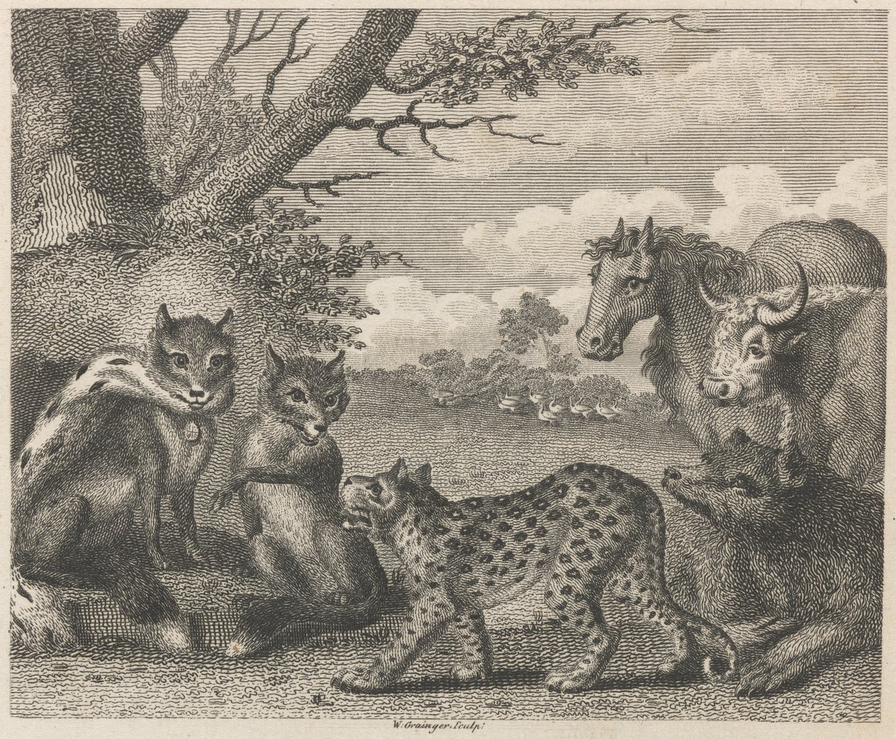 El león, la zorra y los gansos de W. Grainger