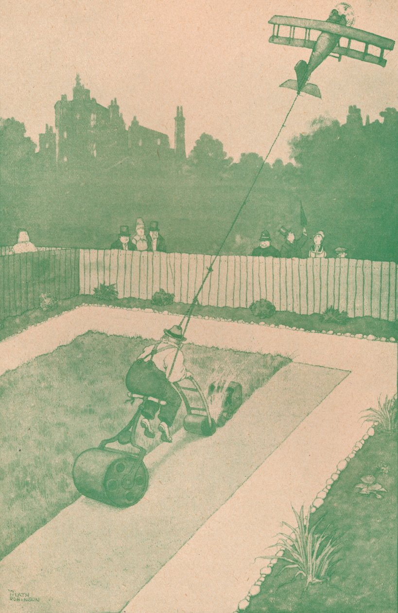 Una pista para el aviador en casa de permiso de William Heath Robinson