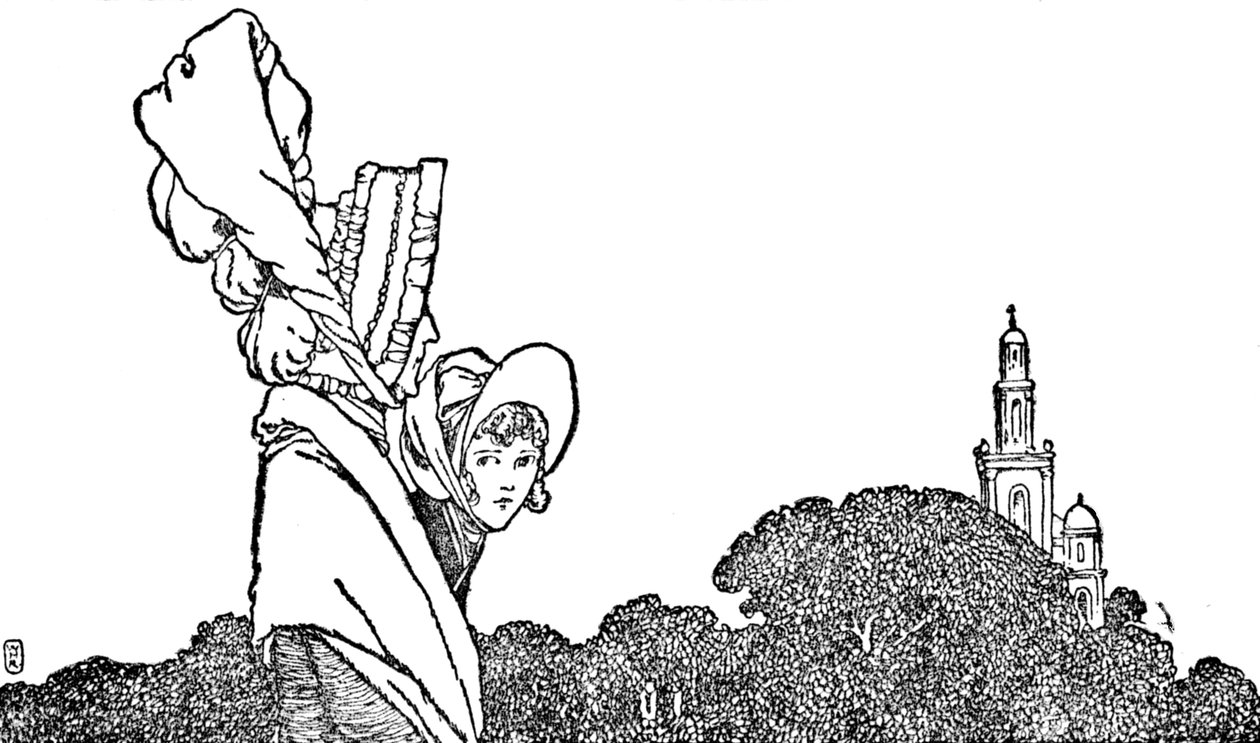 Karen y la anciana caminaron a la iglesia, c1930 de William Heath Robinson