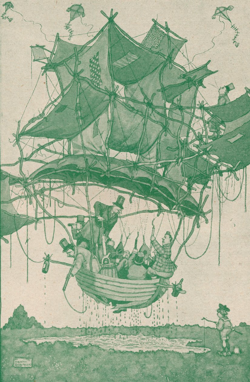 Un tipo bastante temprano de hidroavión haciendo un vuelo de prueba desde Hampstead Ponds, c1918 1919 de William Heath Robinson