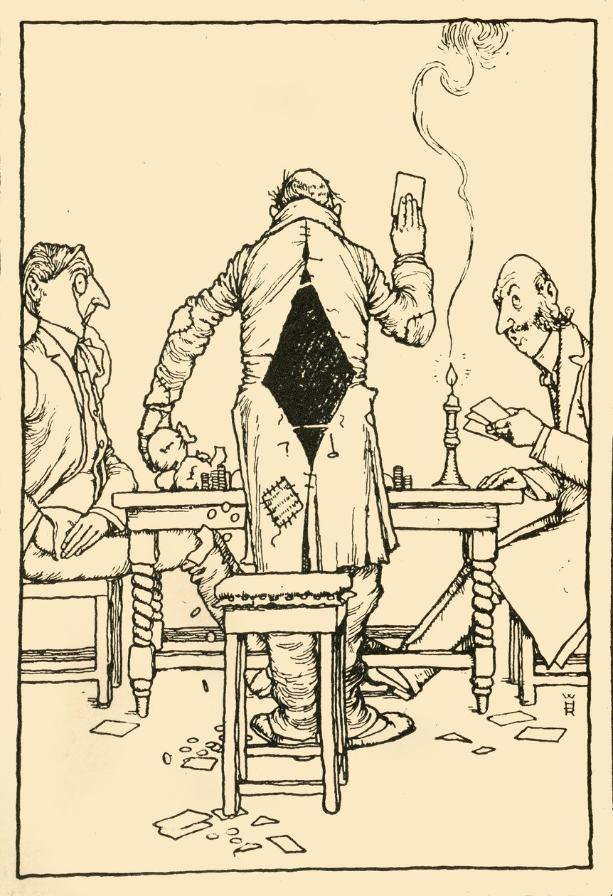 La carta ganadora en el as de diamantes, 1910 de William Heath Robinson