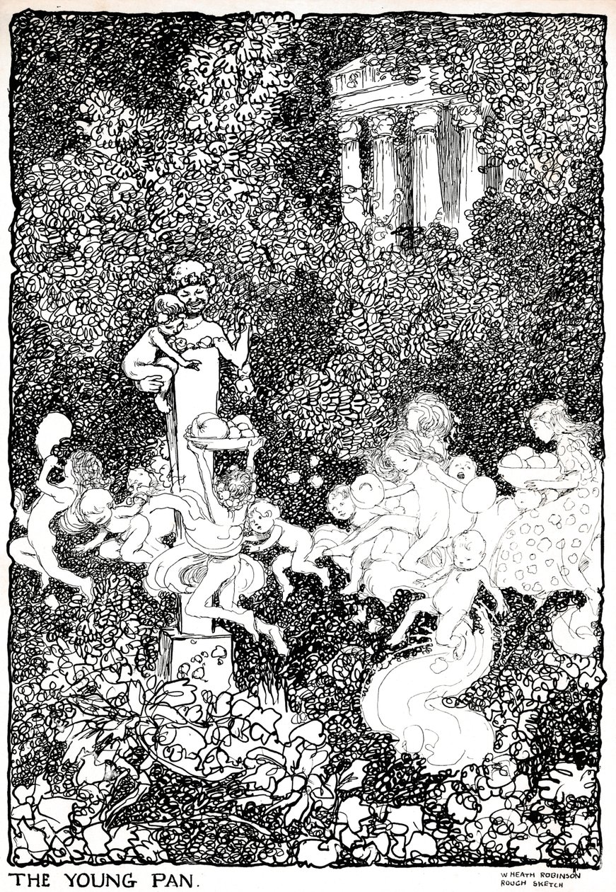 El joven Pan - Primera etapa, c1920 de William Heath Robinson