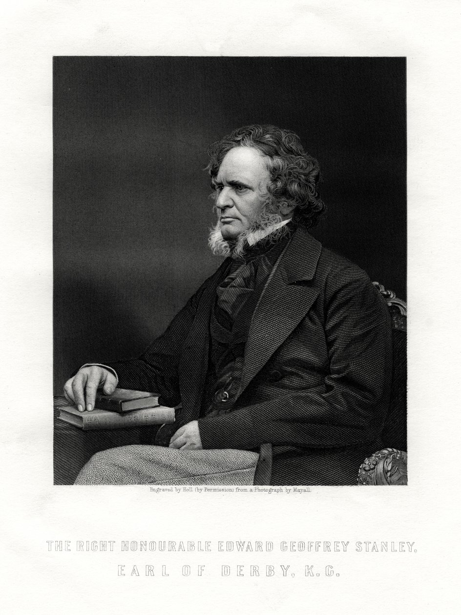 Edward Geoffrey Smith-Stanley, 14º Conde de Derby, estadista británico, c1850-1899 de W. Holl