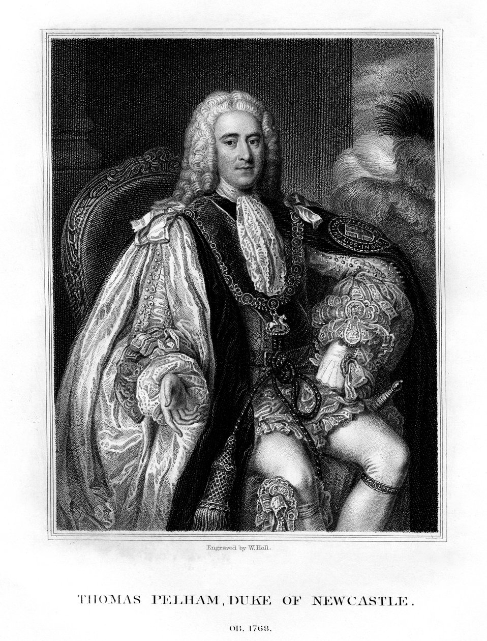 Thomas Pelham-Holles, 1er Duque de Newcastle-upon-Tyne, estadista Whig británico, 1831 de W. Holl
