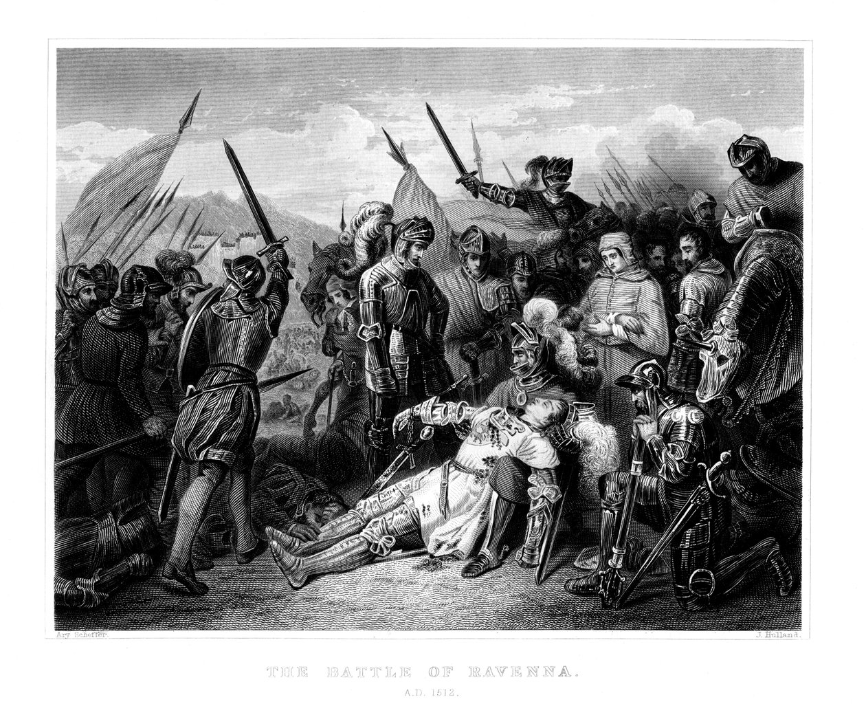 La batalla de Rávena, 11 de abril de 1512, 1875 de W. Hulland
