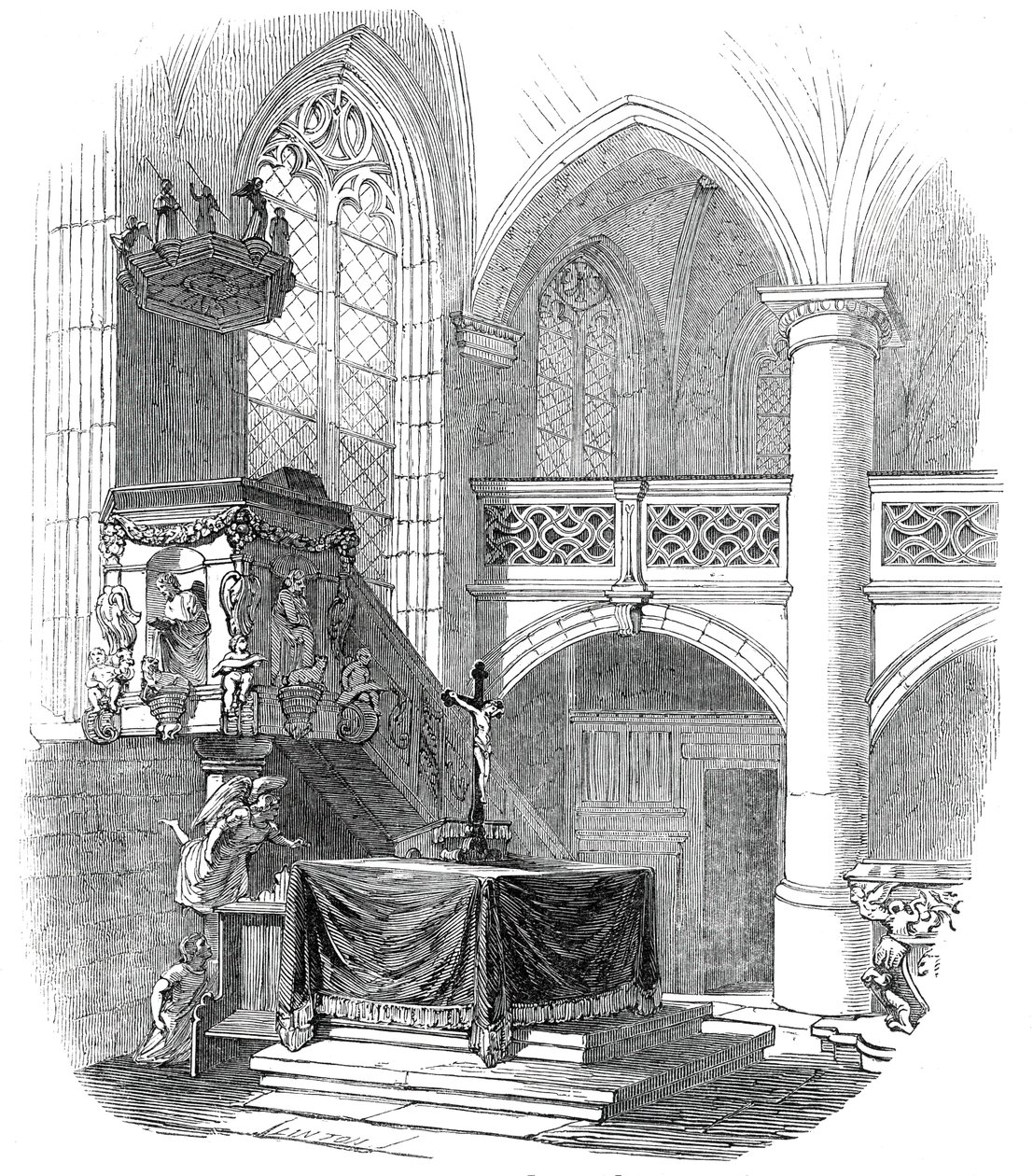 Capilla en Kalenberg - del dibujo de Su Alteza Real el Príncipe Alberto, 1845 de W. J. Linton