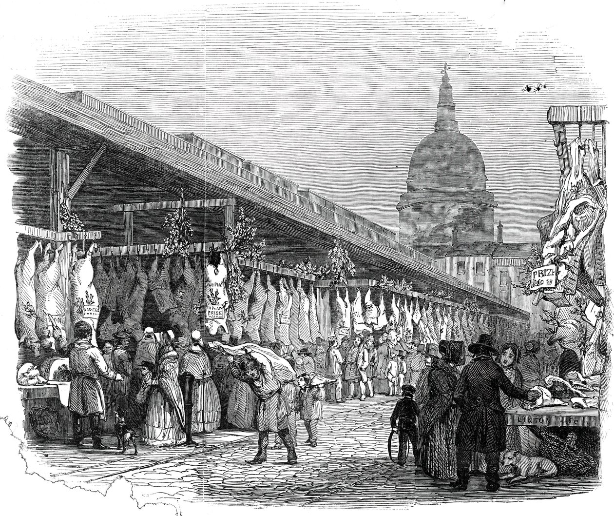 Mercado de Newgate, en Nochebuena, 1845 de W. J. Linton