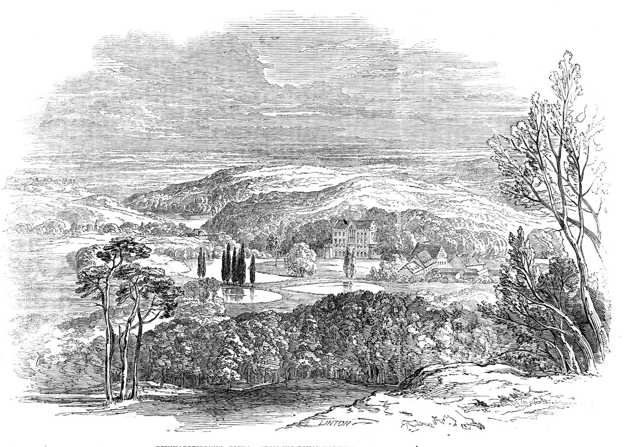 Reinhardtsbrunn, Gotha - del dibujo de Su Alteza Real el Príncipe Alberto, 1845 de W. J. Linton
