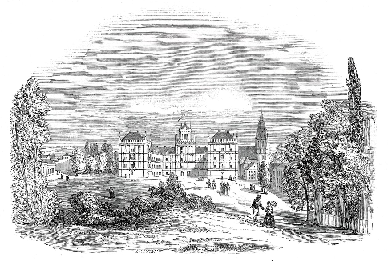 El Palacio de Ehrenburg, en Coburg - del dibujo de Su Alteza Real el Príncipe Alberto de W. J. Linton