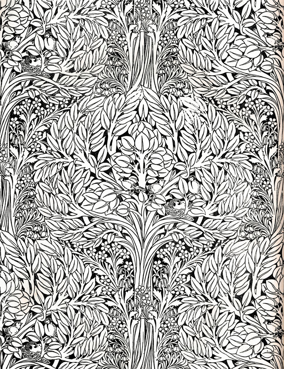 Papel tapiz, impreso en color al temple. Diseñado por H. Wilson, 1893 de W Jackson