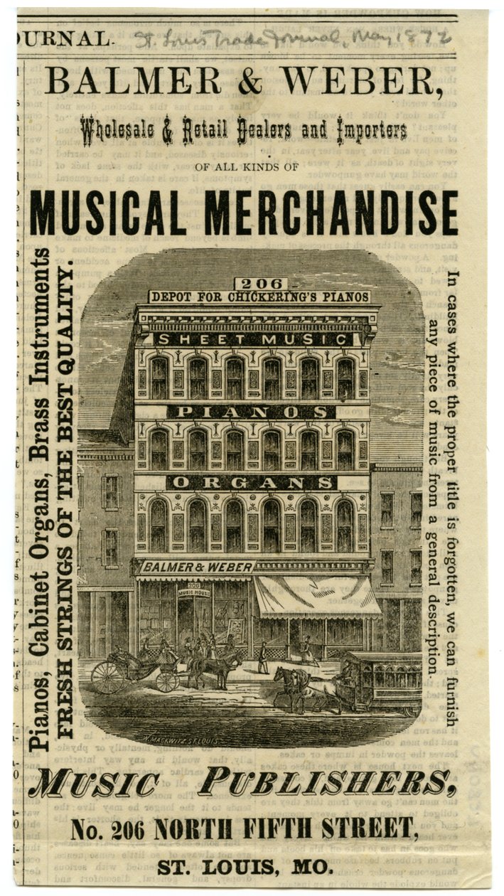 Balmer y Weber, mayoristas y minoristas de mercancías musicales, 206 North Fourth Street de W. Mackwitz