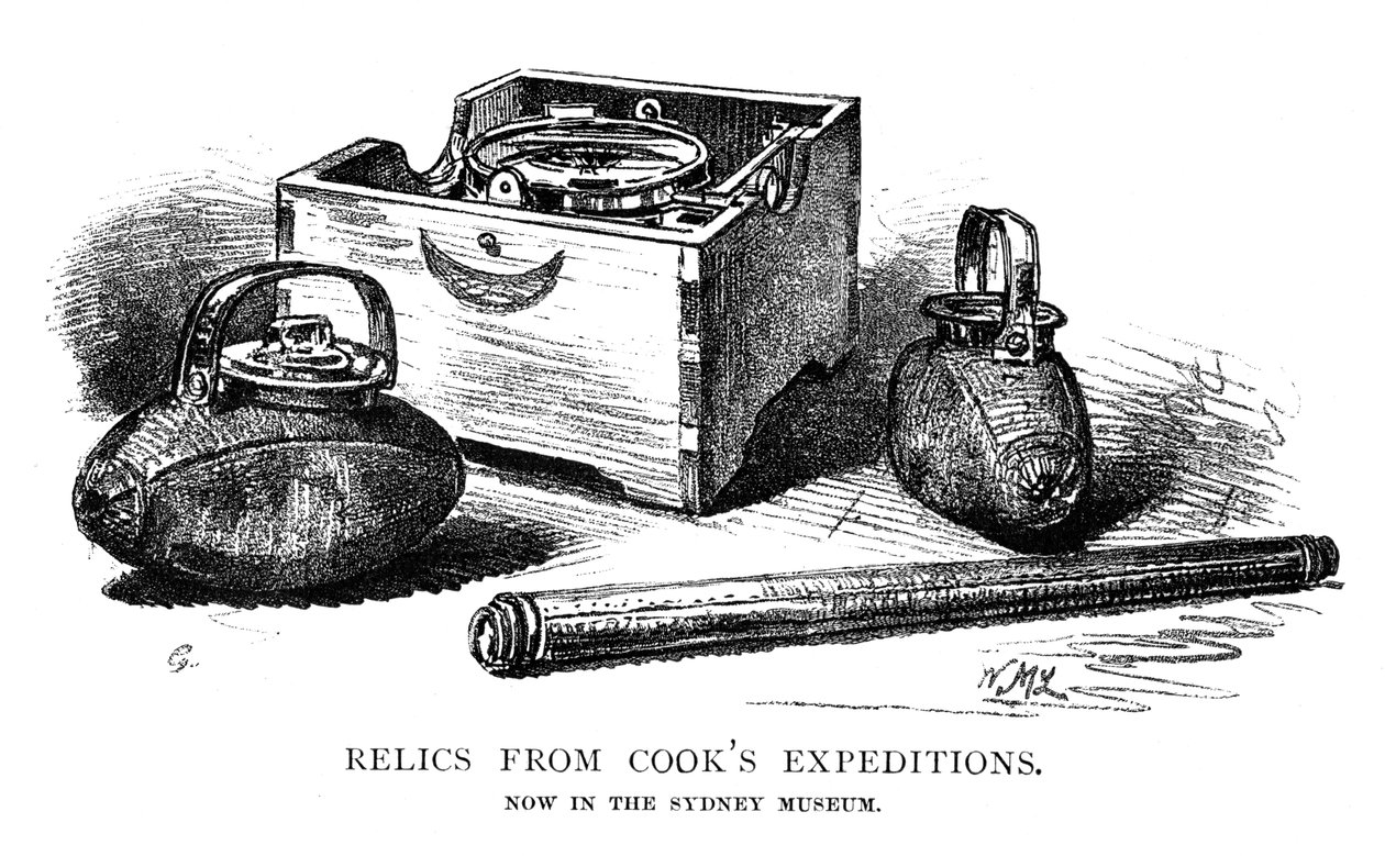 Reliquias de las expediciones de Cook, 1886 de W. Macleod
