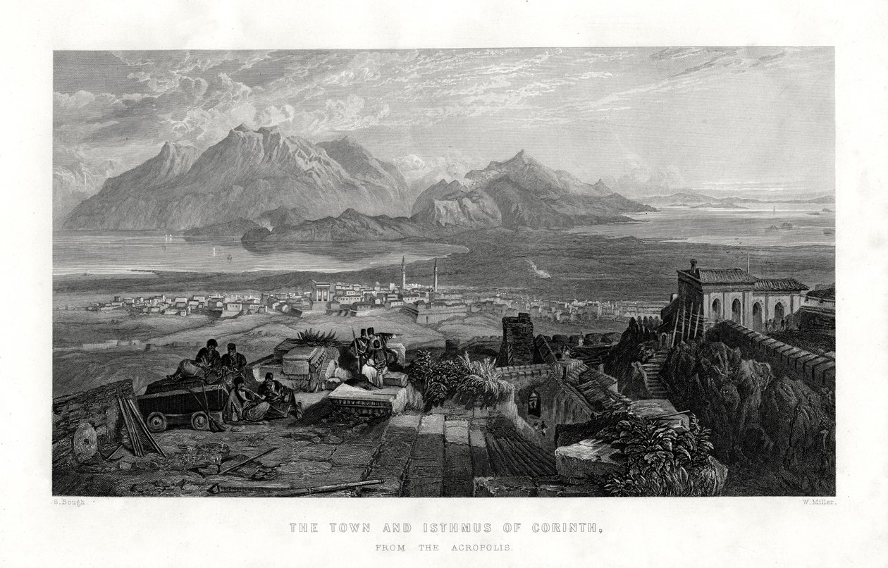 La ciudad y el istmo de Corinto desde la Acrópolis, Grecia, 1887 de W. Miller
