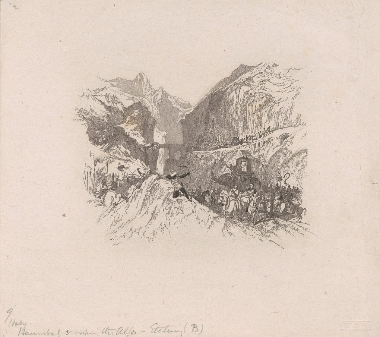 Aníbal a su paso por los Alpes (viñeta) de W. R. Smith