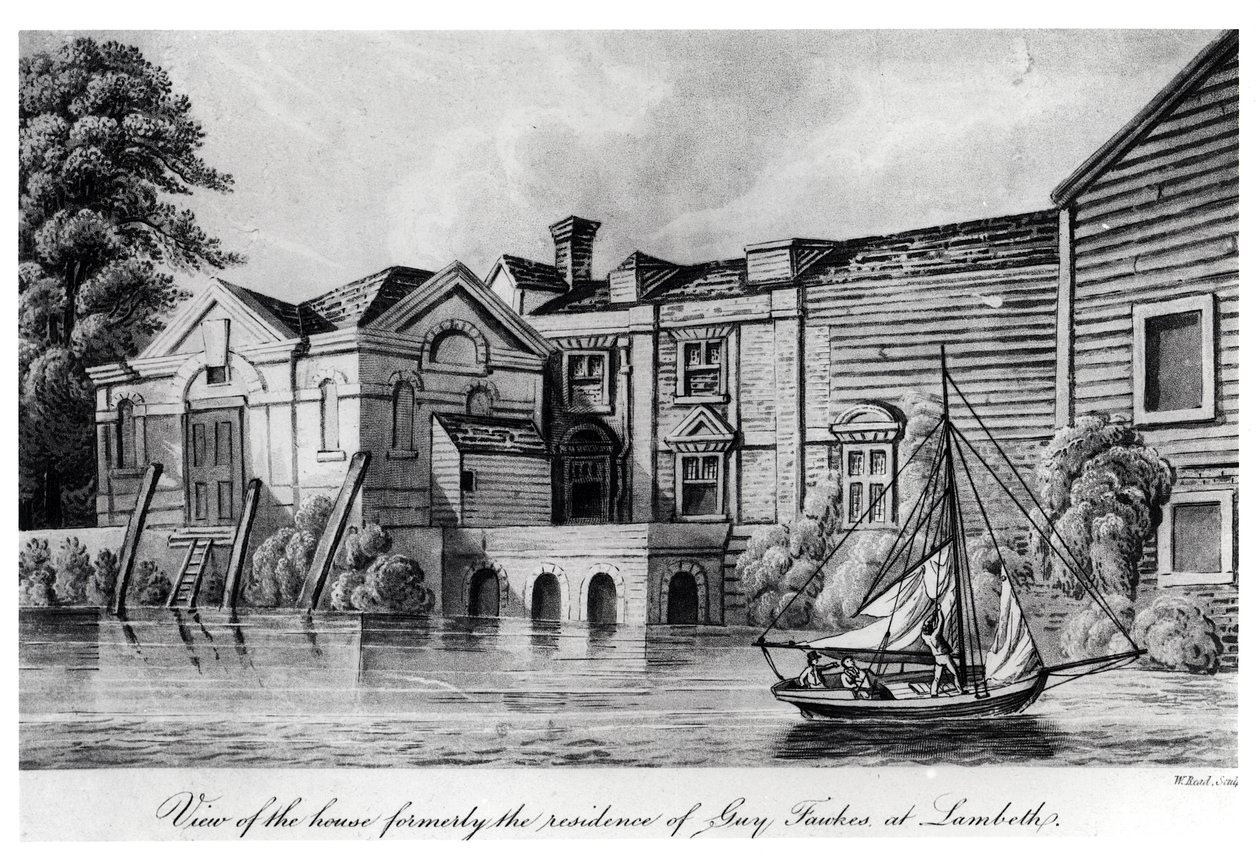 Vista de la casa que fue residencia de Guy Fawkes en Lambeth, c.1850 de W. Read
