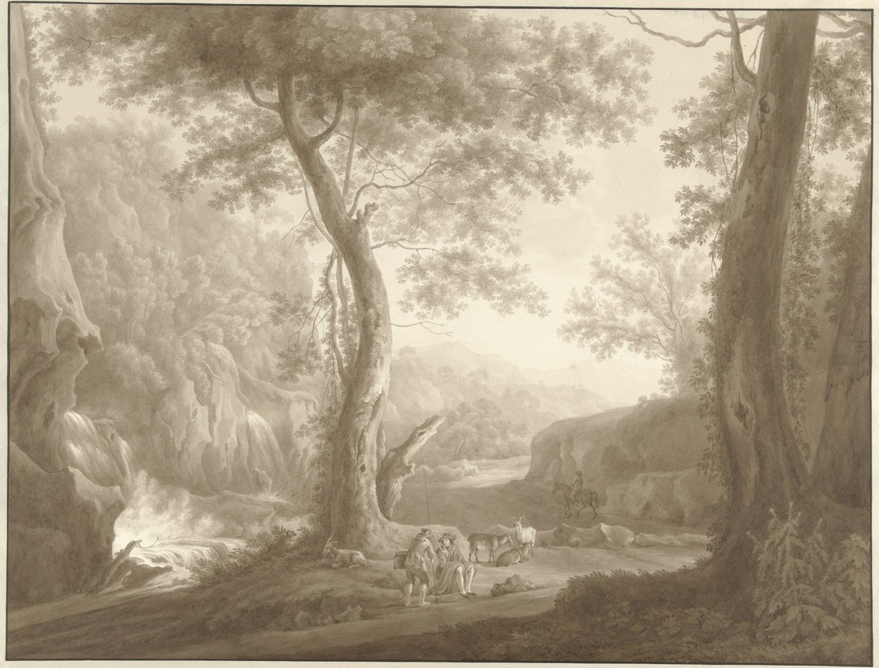 Paisaje de montaña con Cabrero y Viajero de W. Regnu (possibly)