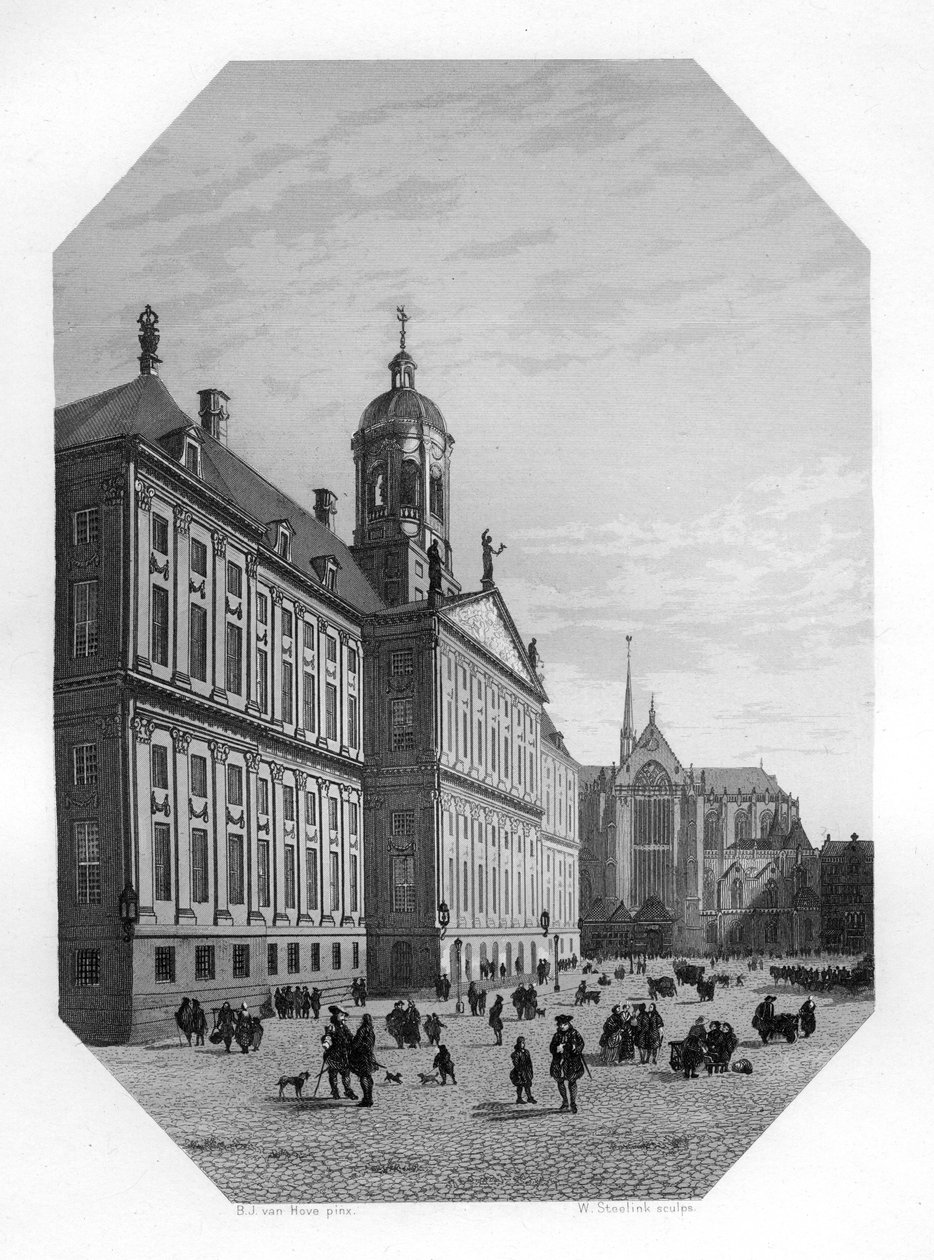 Ayuntamiento en Ámsterdam, Países Bajos, c1870 de W. Steelink
