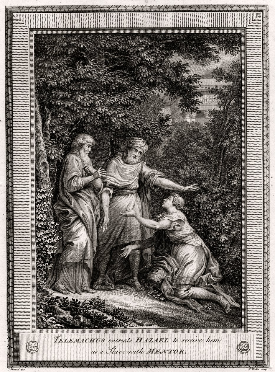 Telémaco suplica a Hazael que lo reciba como esclavo con Mentor, 1775 de W. Walker