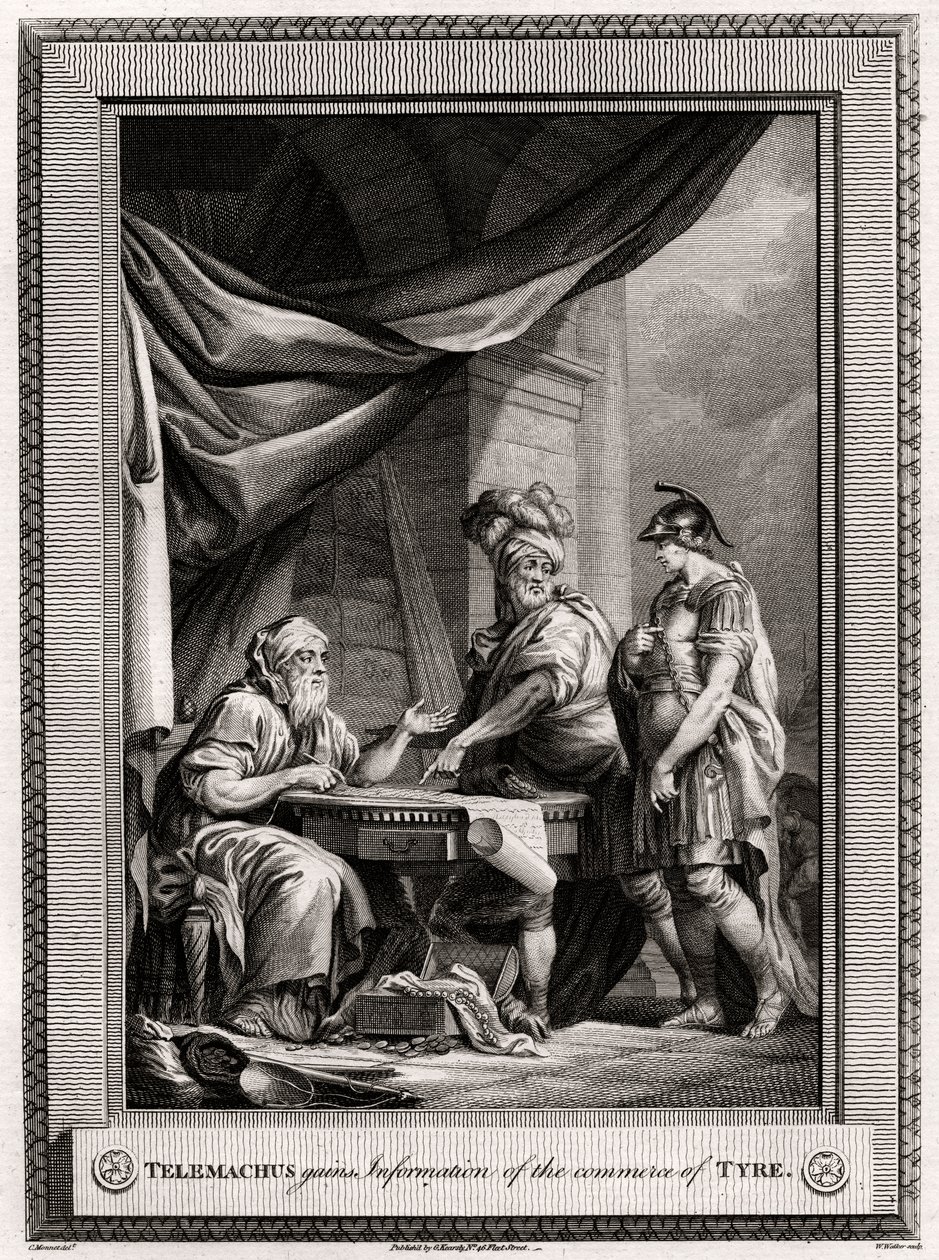 Telémaco obtiene información sobre el comercio de Tiro, 1775 de W. Walker