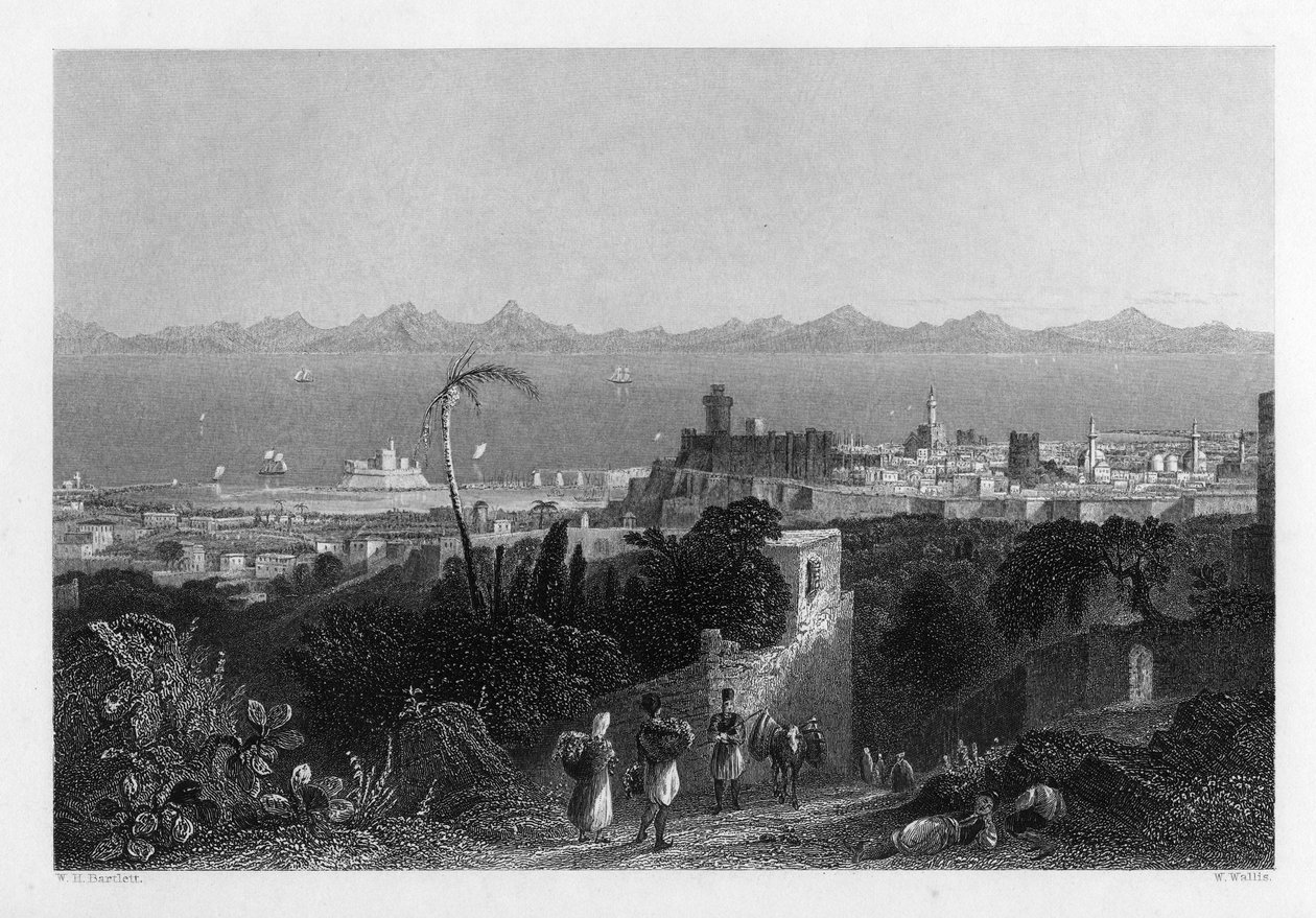 Rodas, desde las alturas cerca de la villa de Sir Sidney Smith, 1841 de W. Wallis