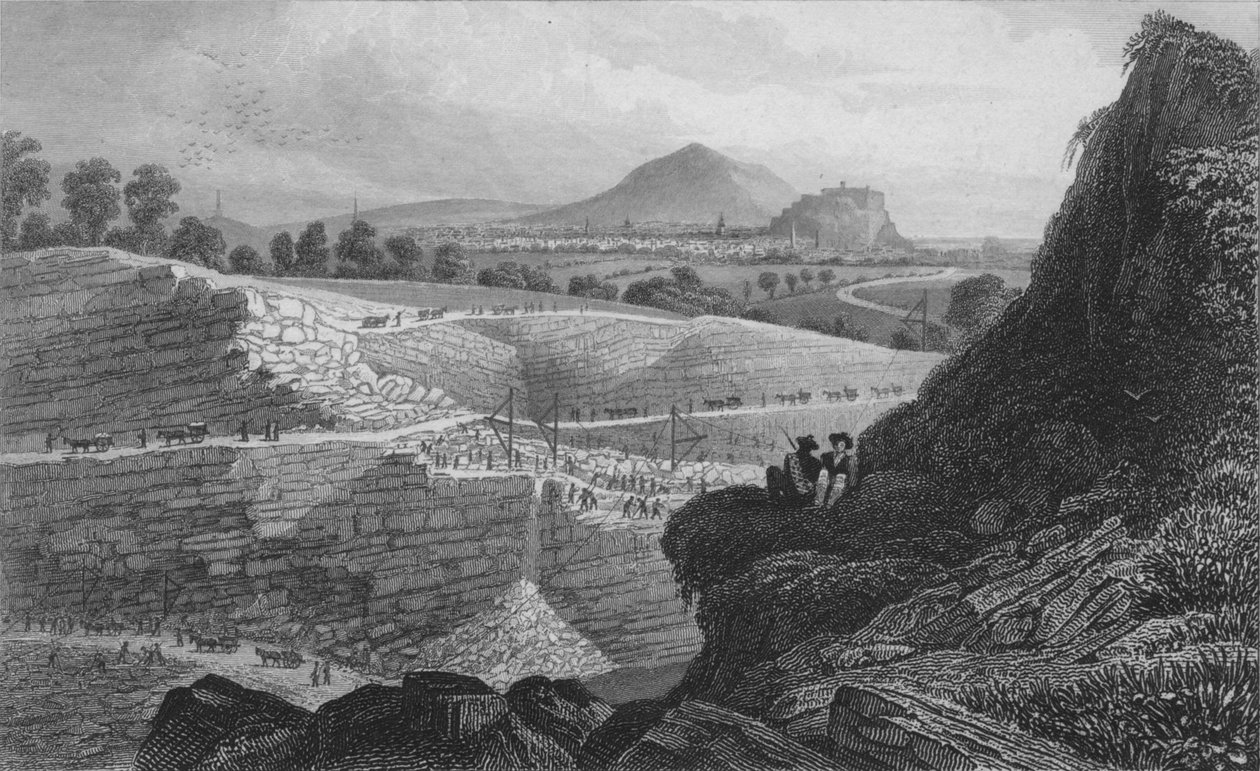 Las canteras de piedra, Craigleith, cerca de Edimburgo: De donde se construyó la Ciudad Nueva, 1829 de W. Wallis