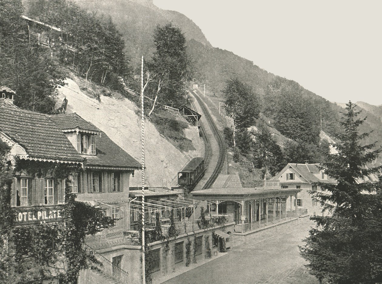 Punto de partida del Ferrocarril Pilatus, Alpnachstad, Suiza de W and S Ltd