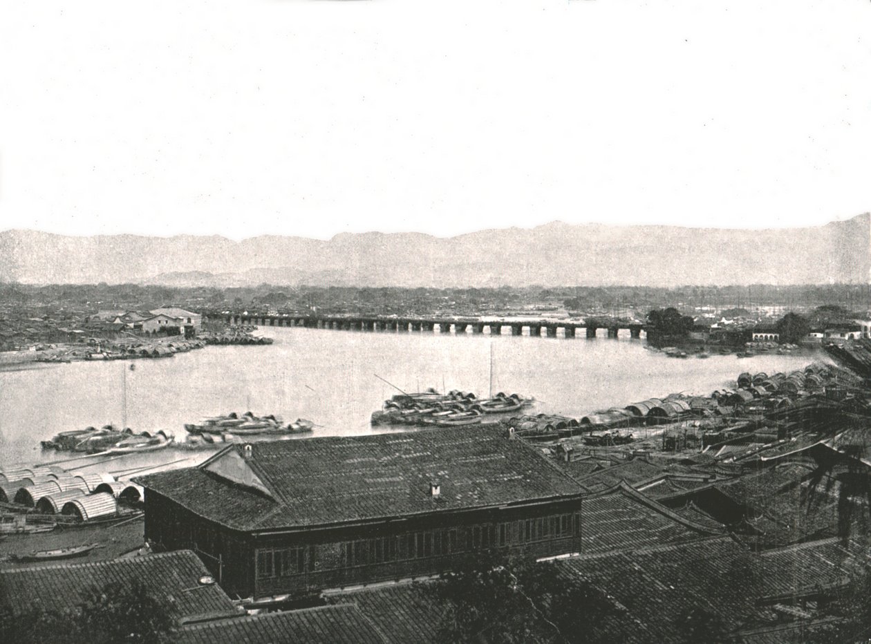 El río Min y el Gran Puente, Foochow, China, 1895 de W and S Ltd