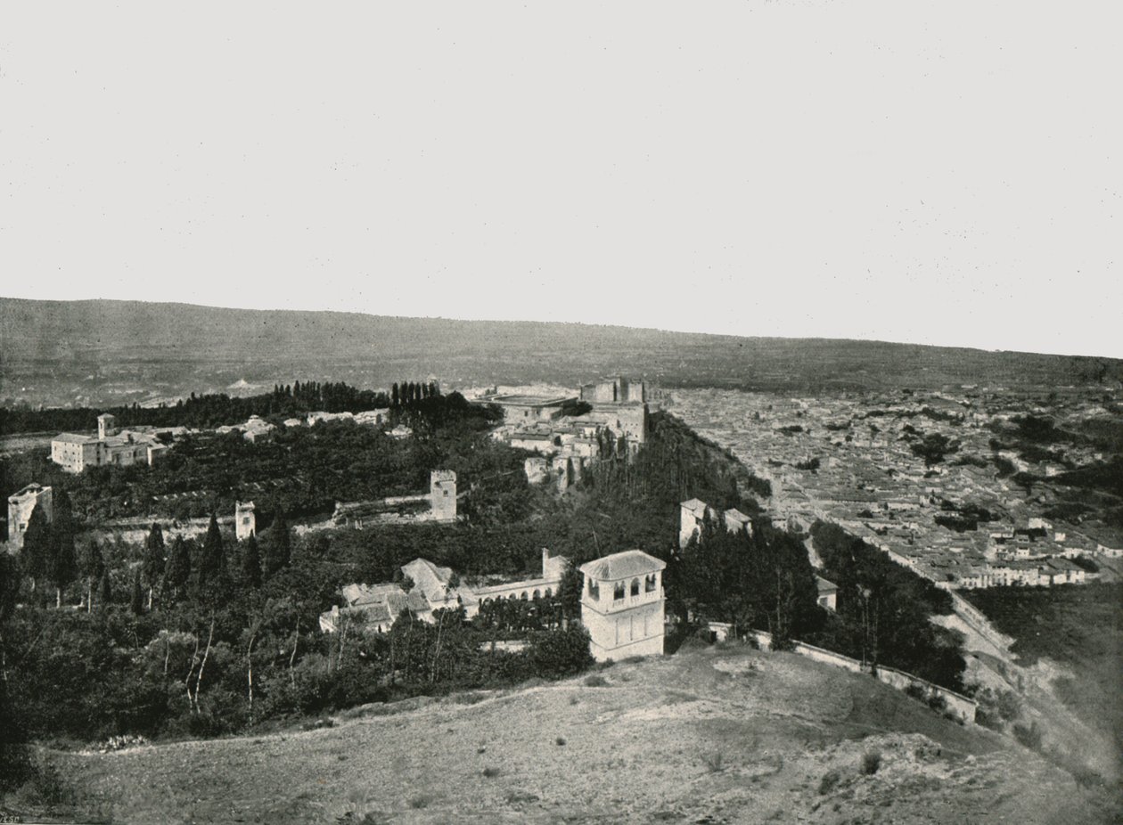 La ciudad y la Alhambra, Granada, España, 1895 de W and S Ltd
