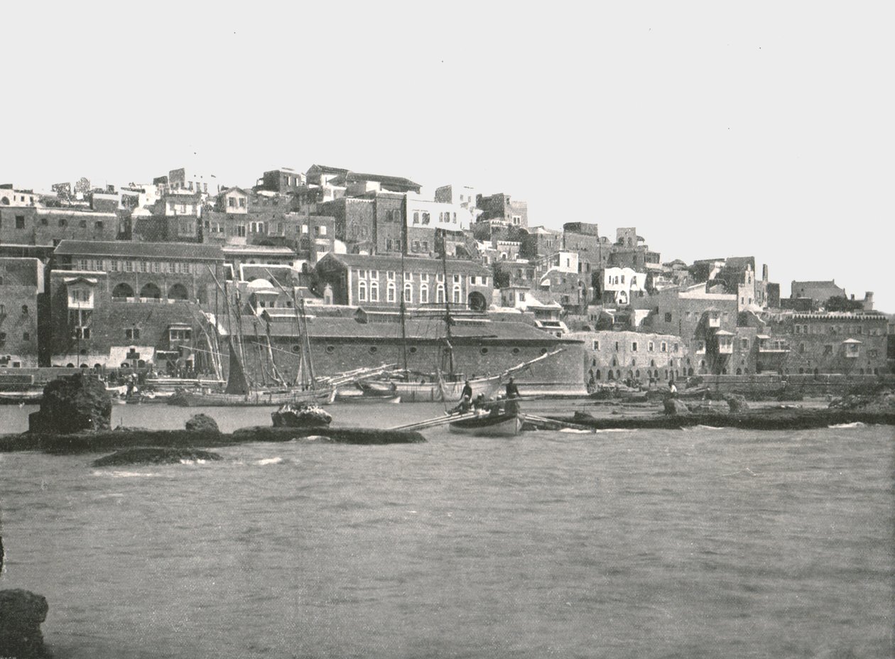 Vista desde el mar, Jaffa, Palestina, 1895 de W and S Ltd