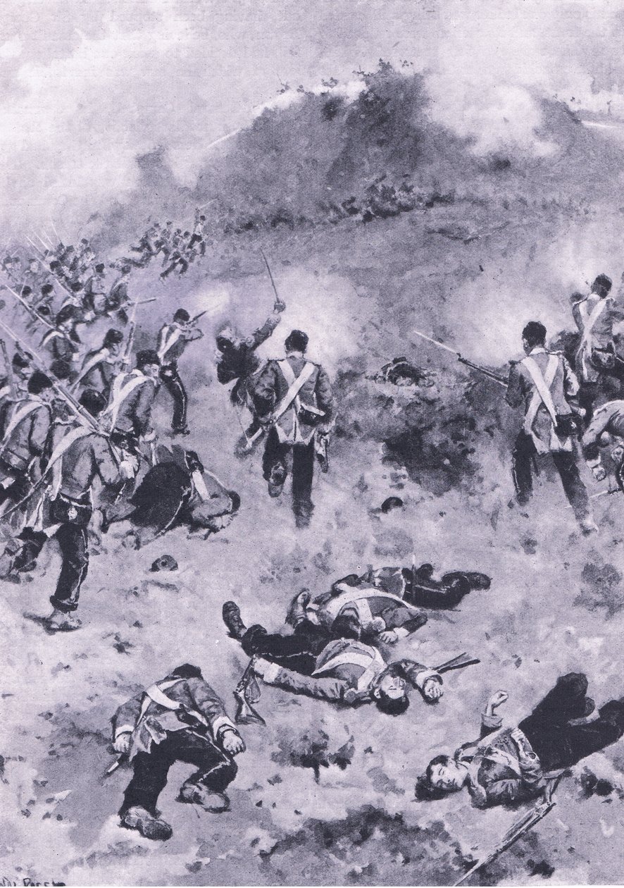 Asalto al Redan, ilustración de British Battles on Land and Sea, 1915 de Wal Paget