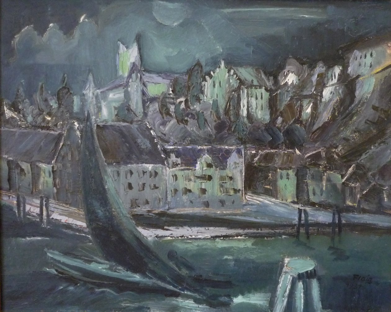 Noche de luna en Meersburg de Waldemar Flaig
