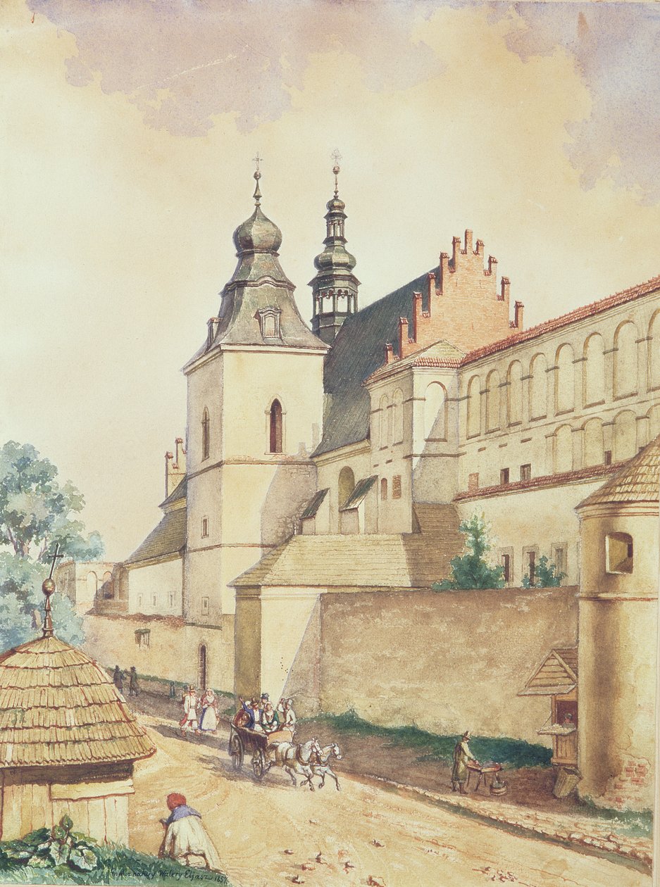 Frente al monasterio norbertino, Kozienice, 1857 de Walery Eljasz Radzikowski