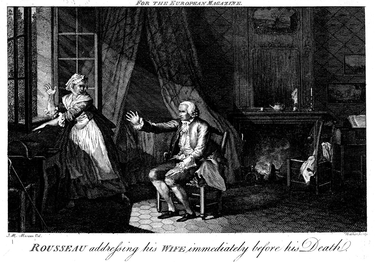 Jean Jacques Rousseau, filósofo y educador francés de la Ilustración de Walker