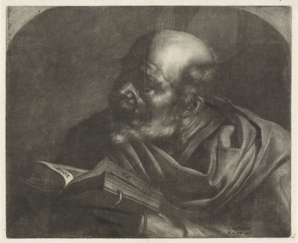 Hombre calvo Eruditos o filósofos (título de la serie) de Wallerant Vaillant