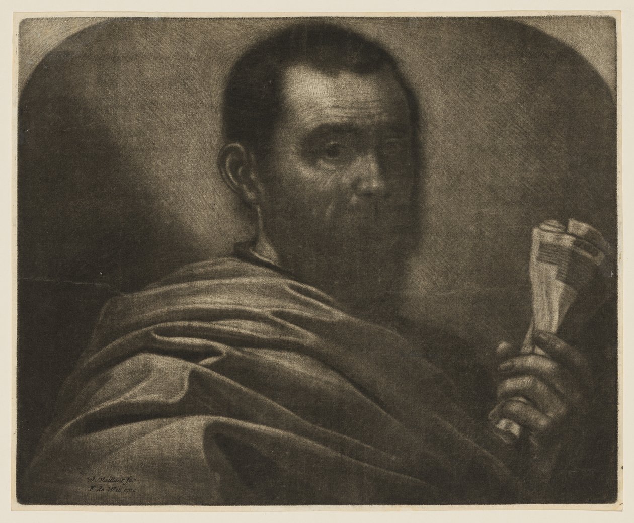 Hombre sosteniendo un rollo de Wallerant Vaillant