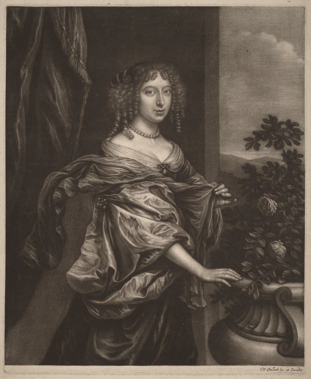 Retrato de una dama junto a un rosal de Wallerant Vaillant