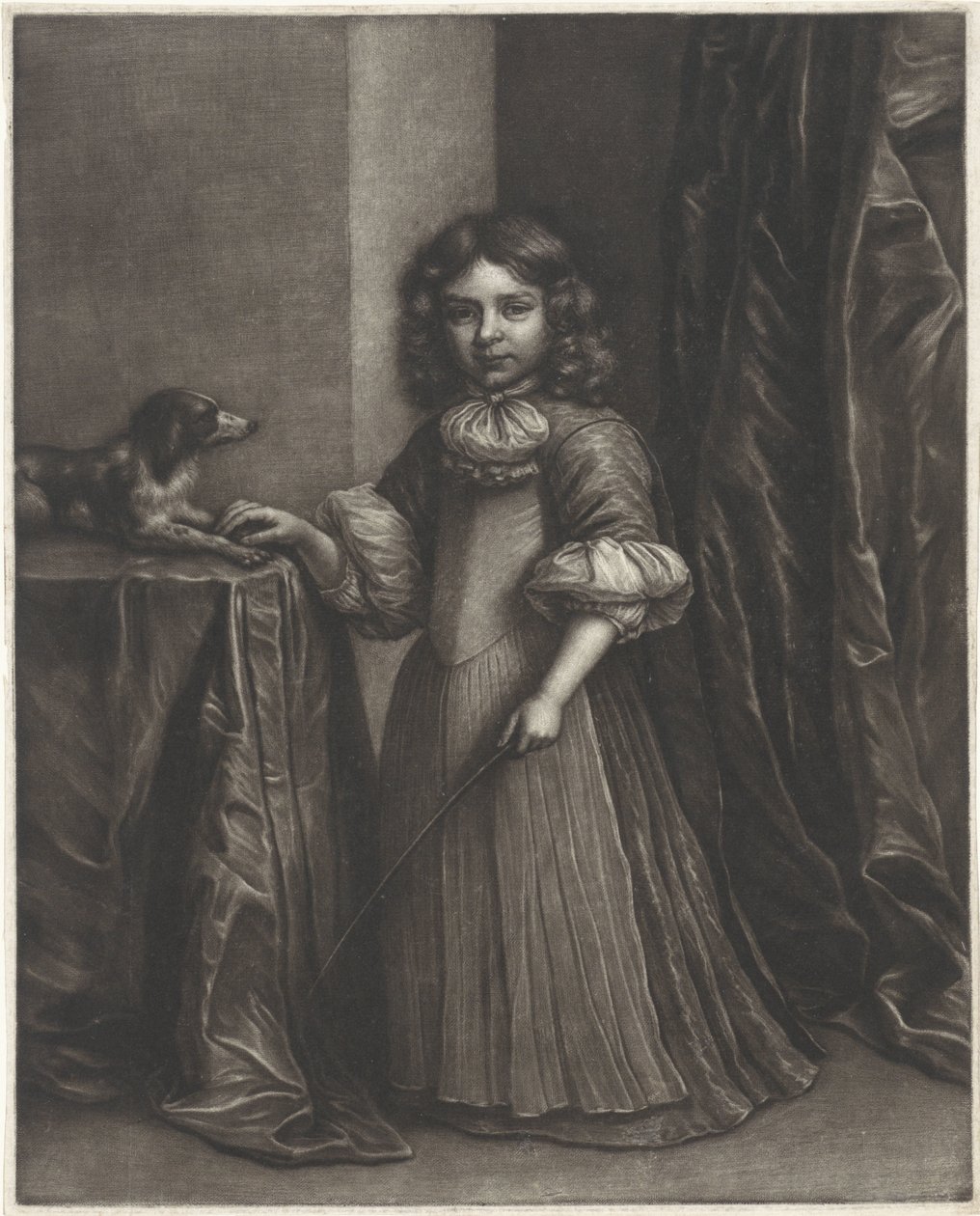 Retrato de un niño con un perro de Wallerant Vaillant