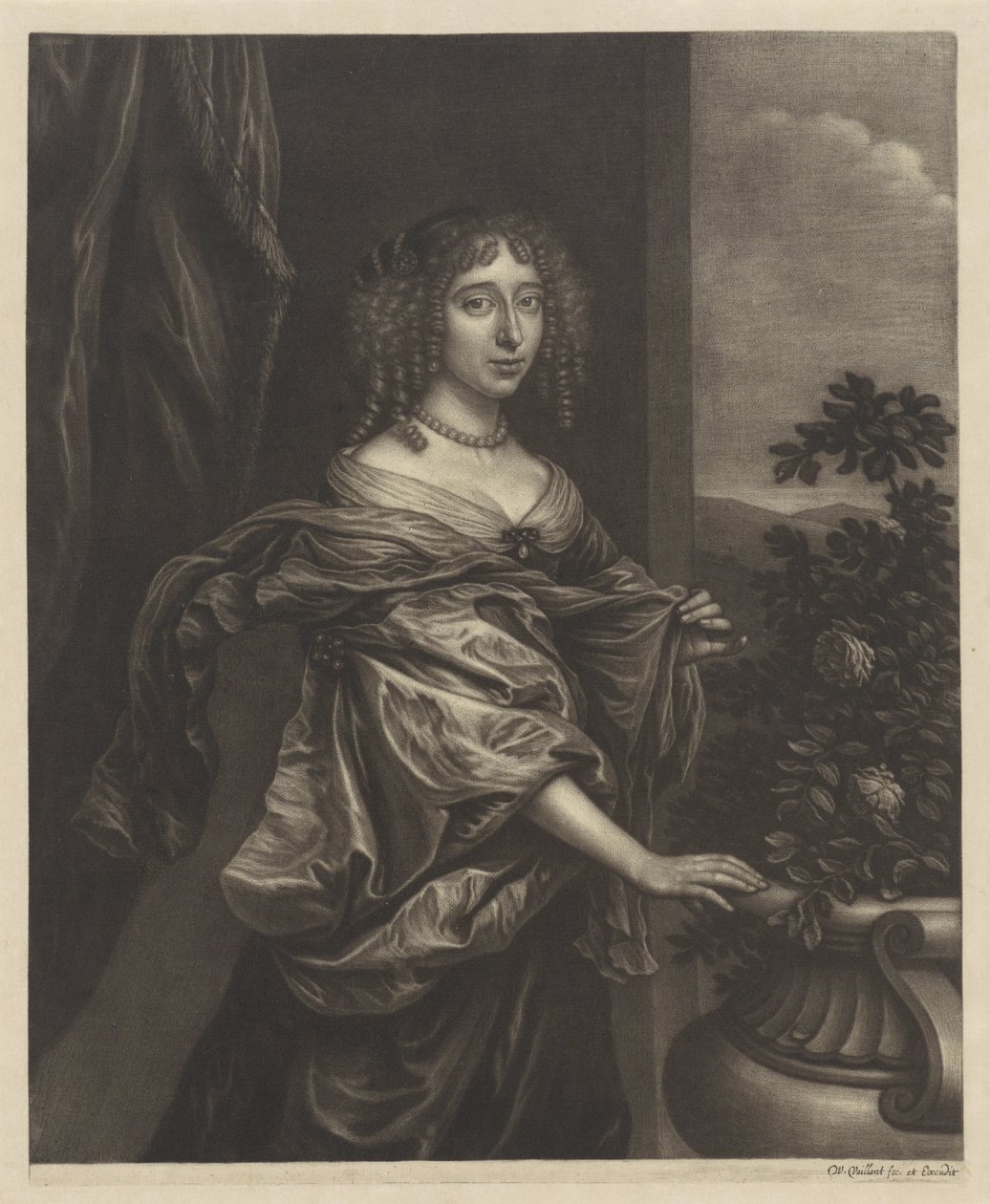 retrato, de, un, mujer, cerca, un, rosal de Wallerant Vaillant