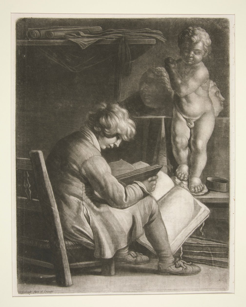 Joven con una estatua de Cupido de Wallerant Vaillant