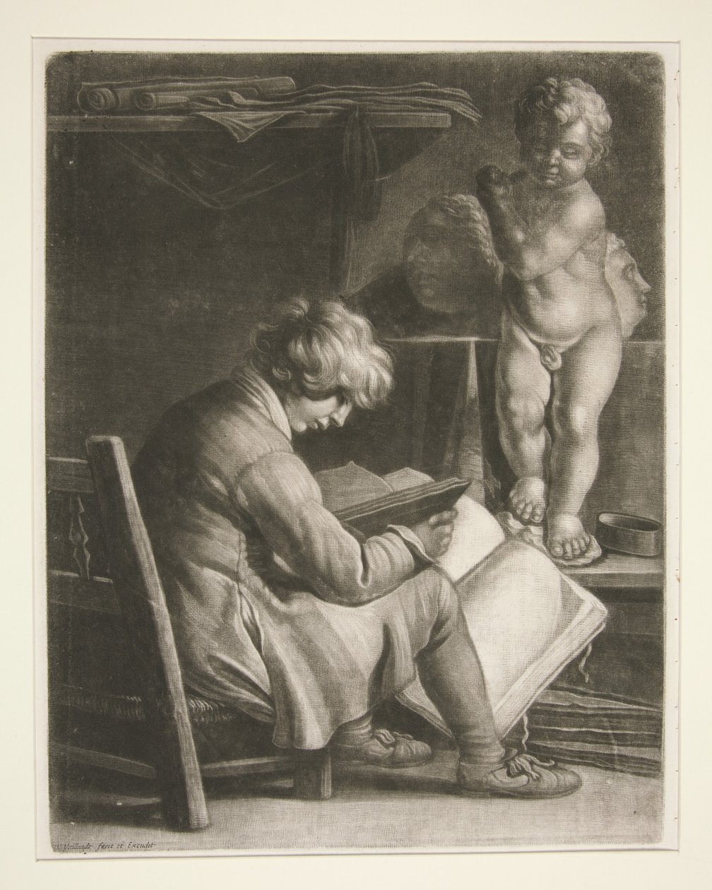 Joven con una estatua de Cupido de Wallerant Vaillant