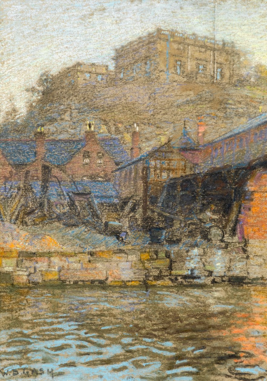 Una vista del castillo de Nottingham desde el canal de Walter Bonner Gash
