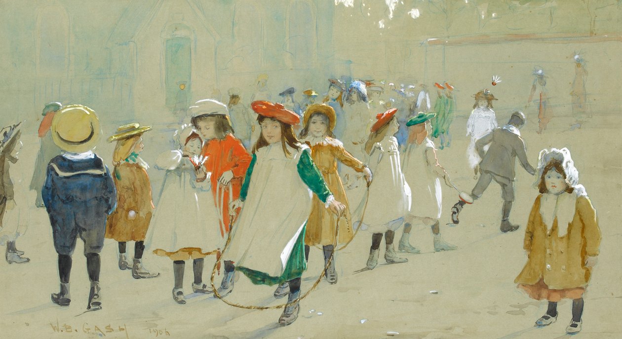 Niños en un patio de recreo de Walter Bonner Gash