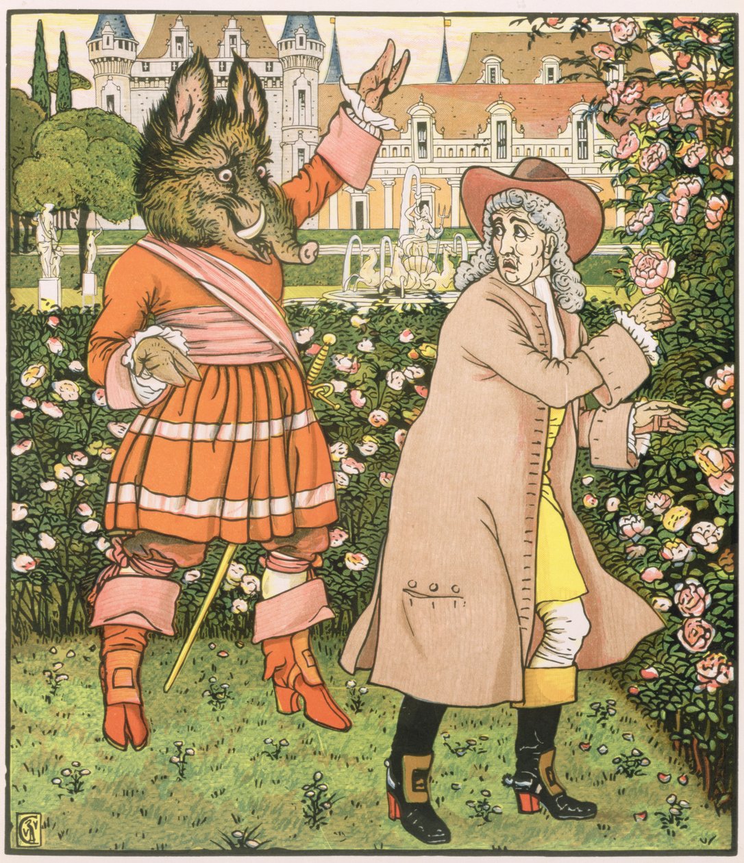 Ilustración de La Bella y la Bestia, 1901 de Walter Crane