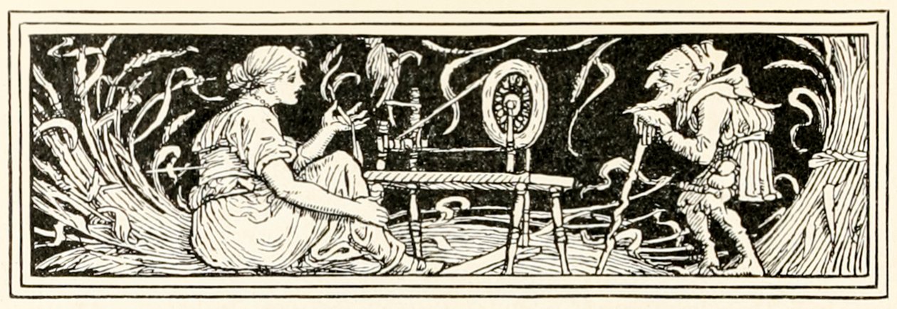 Rumpelstiltskin y la hija del molinero de Rumpelstiltskin de Walter Crane