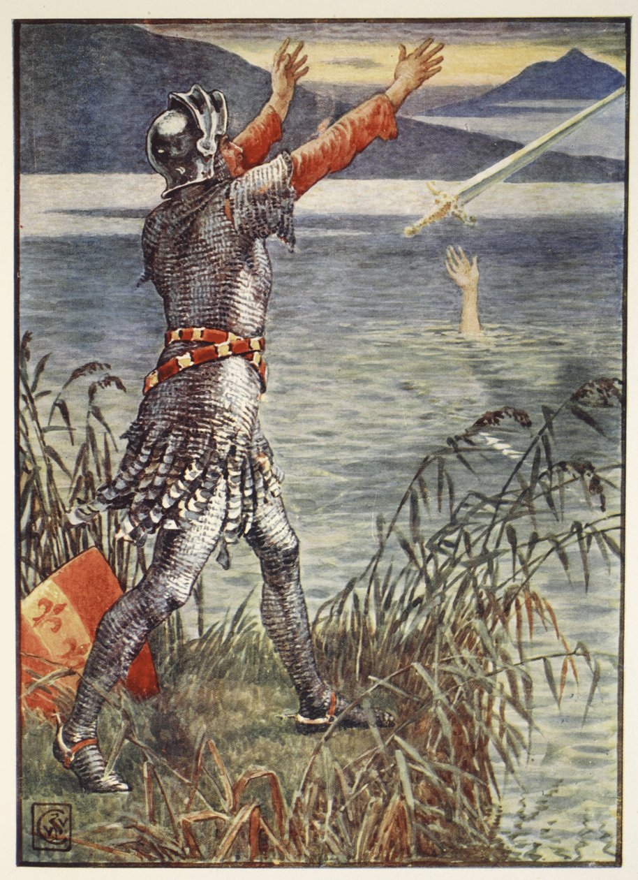 Sir Bedivere arroja la espada Excalibur al lago, de 